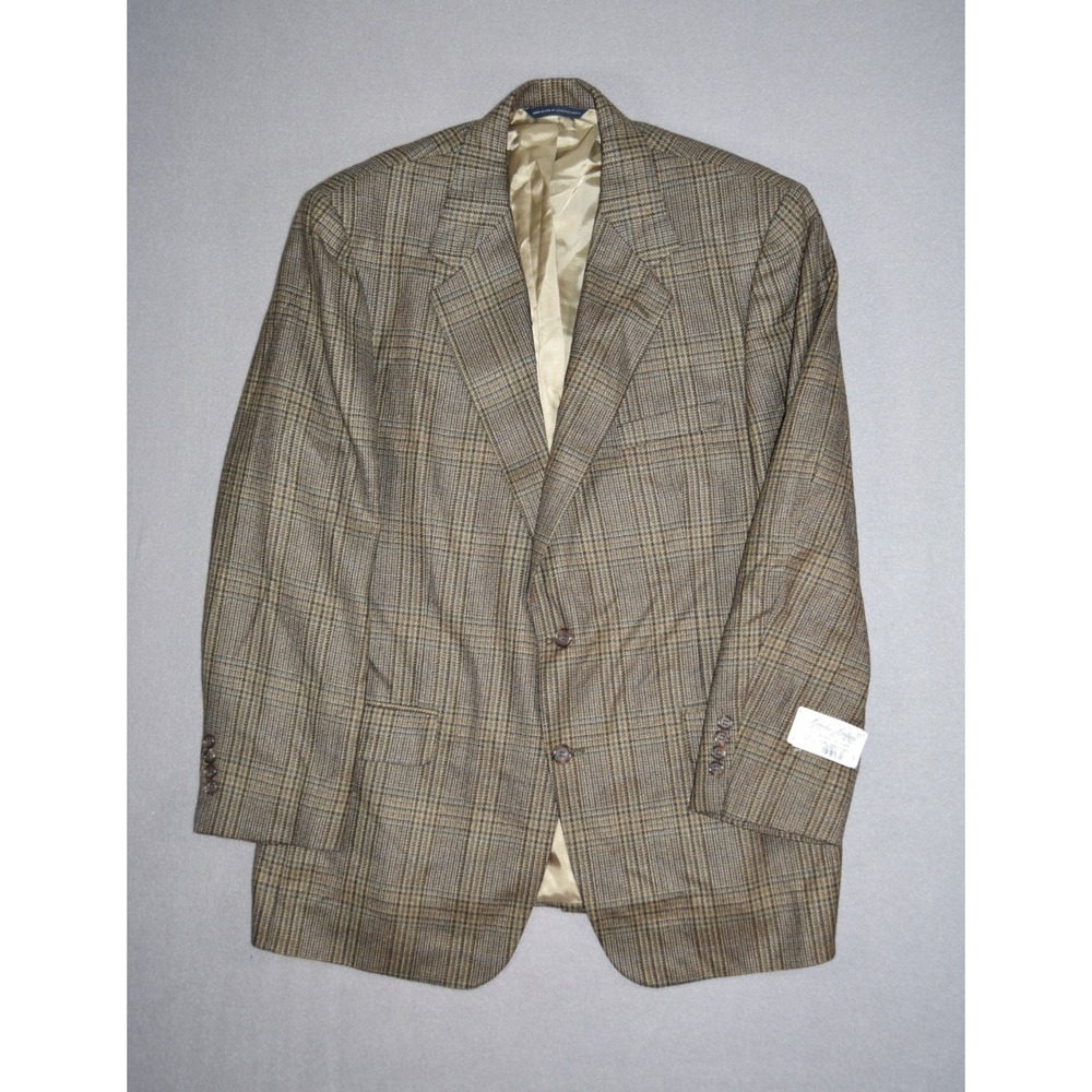 Brooks Brothers Blazer Mens 44R Brown Plaid Wool Cashmere Blend Jacket NEW